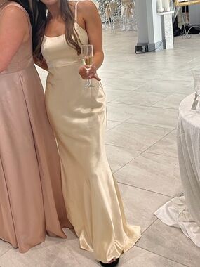 Lulu's Satin Slip Maxi Dress in Cream